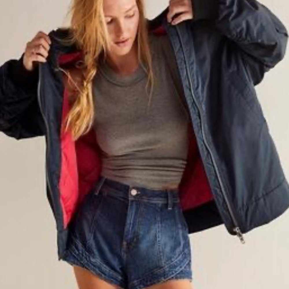 Free People Women's Black Jacket with Red Lining